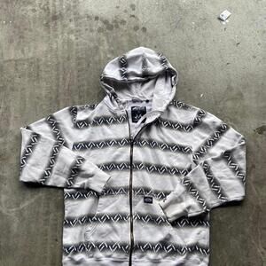 Vans Black And White Striped Zip Up Jacket Mens Medium Distressed Cuffs